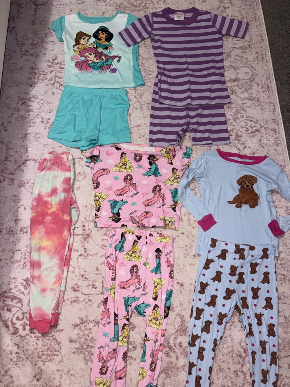 Girls Size 6 Pajama Lot – 9 Pieces | Hanna Andersson, Disney, Leveret, Tucker +
